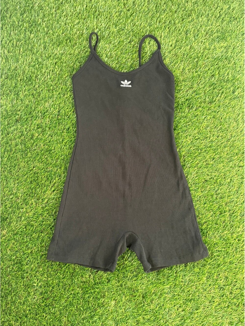 Vintage Adidas Black Cotton-Spandex Romper, Women's M